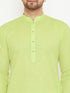 Vastramay Men's Green Cotton Blend Kurta