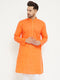 Vastramay Men's Orange Cotton Blend Kurta