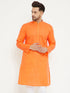 Vastramay Men's Orange Cotton Blend Kurta