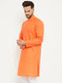 Vastramay Men's Orange Cotton Blend Kurta