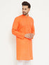 Vastramay Men's Orange Cotton Blend Kurta