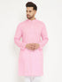 Vastramay Men's Pink Cotton Blend Kurta