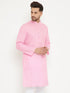 Vastramay Men's Pink Cotton Blend Kurta