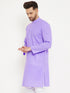 Vastramay Men's Purple Cotton Blend Kurta