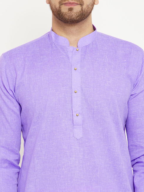 Vastramay Men's Purple Cotton Blend Kurta
