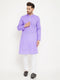 Vastramay Men's Purple And White Cotton Blend Kurta Pyjama Set