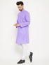 Vastramay Men's Purple And White Cotton Blend Kurta Pyjama Set