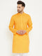 Vastramay Men's Yellow Cotton Blend Kurta