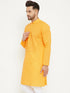 Vastramay Men's Yellow Cotton Blend Kurta