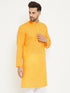 Vastramay Men's Yellow Cotton Blend Kurta