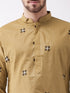 Vastramay Men's Chiku And Rose Gold Cotton Blend Kurta And Pyjama Set