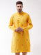 Vastramay Men's Yellow Cotton Blend Kurta