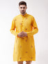 Vastramay Men's Yellow Cotton Blend Kurta