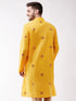 Vastramay Men's Yellow Cotton Blend Kurta