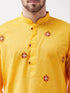 Vastramay Men's Yellow Cotton Blend Kurta