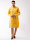 Vastramay Men's Yellow And Rose Gold Cotton Blend Kurta And Pyjama Set