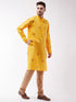 Vastramay Men's Yellow And Rose Gold Cotton Blend Kurta And Pyjama Set
