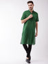 Vastramay Men's Solid Green Pure Cotton Kurta