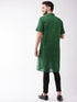 Vastramay Men's Solid Green Pure Cotton Kurta