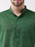 Vastramay Men's Solid Green Pure Cotton Kurta