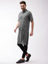 Vastramay Men's Solid Grey Pure Cotton Kurta