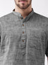 Vastramay Men's Solid Grey Pure Cotton Kurta