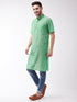 Vastramay Men's Solid Parrot Green Pure Cotton Kurta