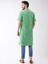 Vastramay Men's Solid Parrot Green Pure Cotton Kurta