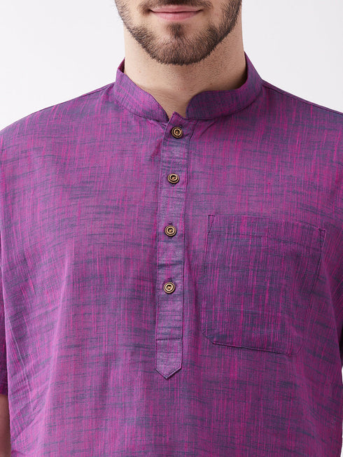 Vastramay Men's Solid Purple Pure Cotton Kurta