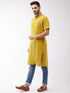 Vastramay Men's Solid Yellow Pure Cotton Kurta