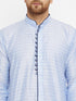 Vastramay Men's Lavender And Navy Blue Silk Blend Kurta Pyjama Set
