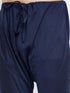 Vastramay Men's Lavender And Navy Blue Silk Blend Kurta Pyjama Set