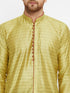 Vastramay Men's Mustard And Maroon Silk Blend Kurta Pyjama Set