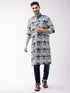 Vastramay Men's Printed Cotton Silk Blend Kurta