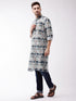 Vastramay Men's Printed Cotton Silk Blend Kurta
