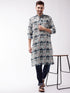 Vastramay Men's Printed Cotton Silk Blend Kurta