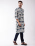 Vastramay Men's Printed Cotton Silk Blend Kurta