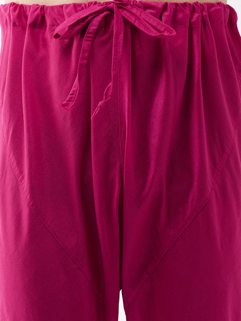 Vastramay Men's Multicolor-Base-Pink Muslin Blend Kurta Pyjama Set