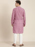 Vastramay Men's Pink Cotton Blend Kurta And White Pyjama Set