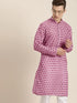 Vastramay Men's Pink Cotton Blend Kurta And White Pyjama Set