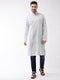Vastramay Men's White And Blue Cotton Kurta