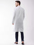 Vastramay Men's White And Blue Cotton Kurta