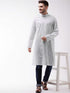 Vastramay Men's White And Blue Cotton Kurta