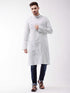 Vastramay Men's White And Blue Cotton Kurta