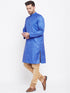 Vastramay Men's Blue And Rose Gold Silk Blend Kurta Pyjama Set