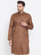 Vastramay Men's Coffee Brown Silk Blend Kurta