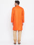 Vastramay Men's Orange And Rose Gold Silk Blend Kurta Pyjama Set