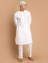 Vastramay Men's White Kurta And Pajama Set With Islamic Prayer Cap
