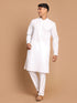 Vastramay Men's White Kurta And Pajama Set With Islamic Prayer Cap