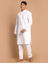 Vastramay Men's White Kurta And Pajama Set With Islamic Prayer Cap